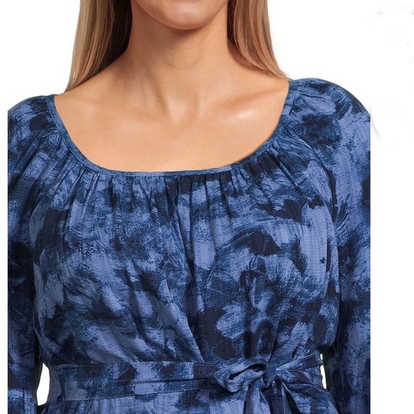 Terra & Sky Women's Plus Size Shirred Mini Washed texture Dress 0X (14W) Blue - Picture 3 of 13